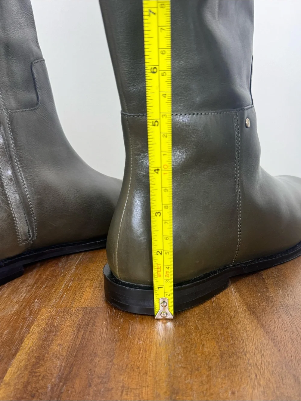 Bronx Clover Over-The-Knee Leather Boots Dark Olive Green Sz 39 NWOT